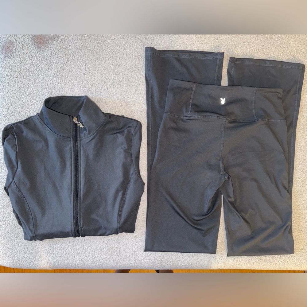 Women's Gray chrome black PLAYBOY track suit